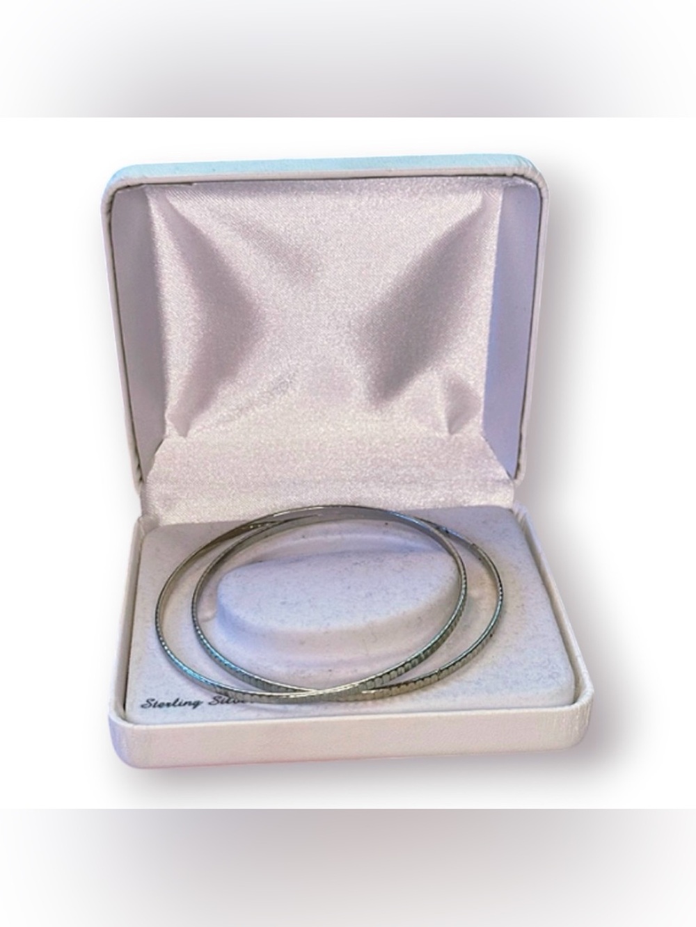 Silver Textured Bangle bracelet Set